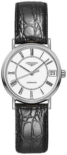 Женские часы Longines Presence L4.322.4.11.2, механизм механический с автоподзаводом, циферблат белый, браслет кожа — Изображение 1