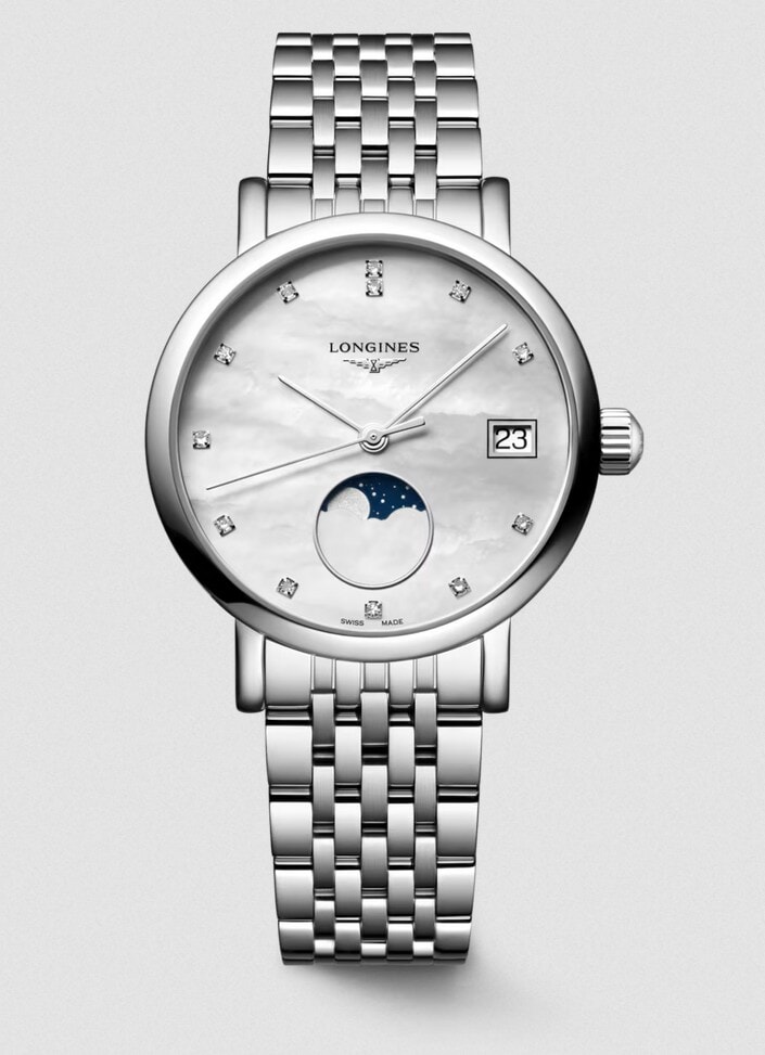 Женские часы Longines The Longines Elegant Collection L4.330.4.87.6, механизм кварцевый, циферблат белый, браслет нержавеющая сталь — Изображение 1