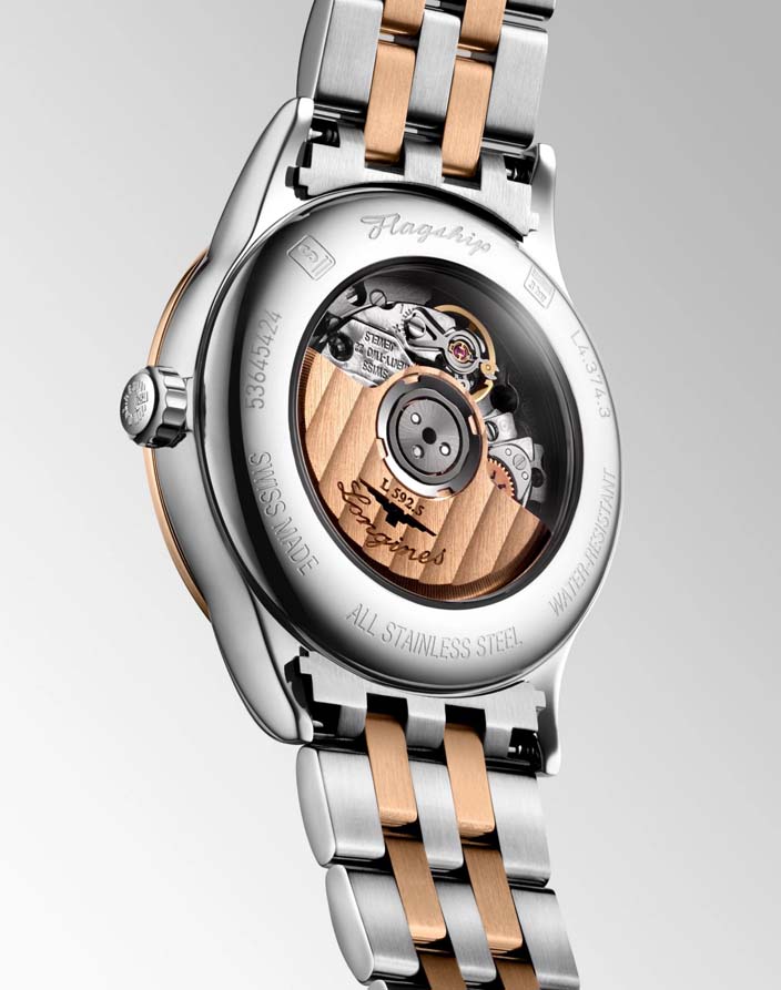 Женские механический с автоподзаводом часы Longines Flagship L4.374.3.90.7 белый нержавеющая сталь + pvd — Изображение 5