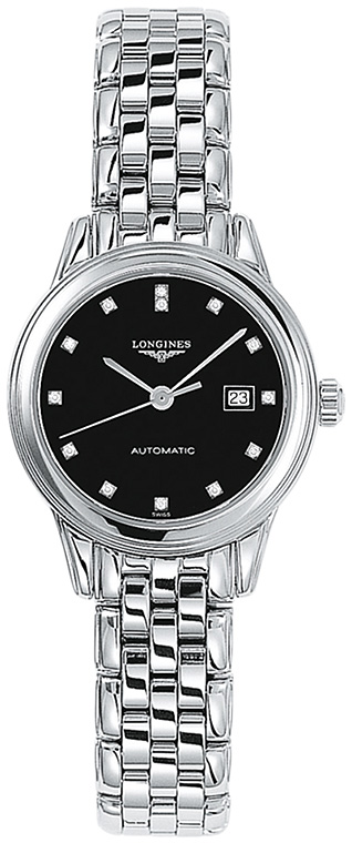 Женские механический с автоподзаводом часы Longines Flagship L4.374.4.57.6 черный нержавеющая сталь — Изображение 1