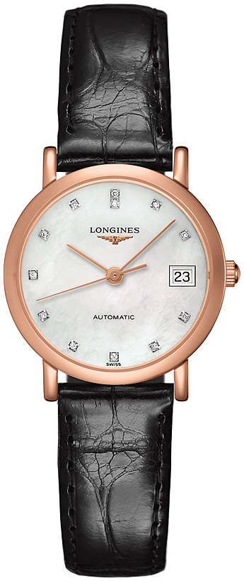 Женские часы Longines The Longines Elegant Collection L4.378.8.87.0, механизм механический с автоподзаводом, циферблат белый, браслет кожа — Изображение 1