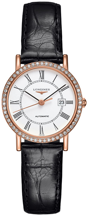 Женские часы Longines The Longines Elegant Collection L4.378.9.11.0, механизм механический с автоподзаводом, циферблат белый, браслет кожа — Изображение 1