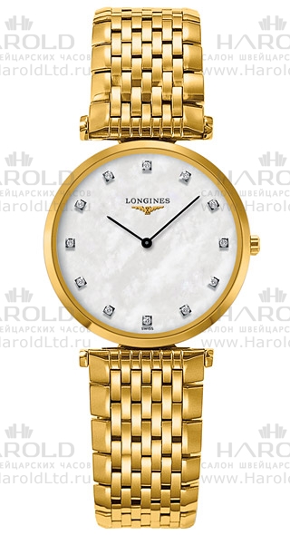 Женские часы Longines La Grande Classique de Longines L4.512.2.87.8, механизм кварцевый, циферблат белый, браслет нержавеющая сталь + pvd — Изображение 1