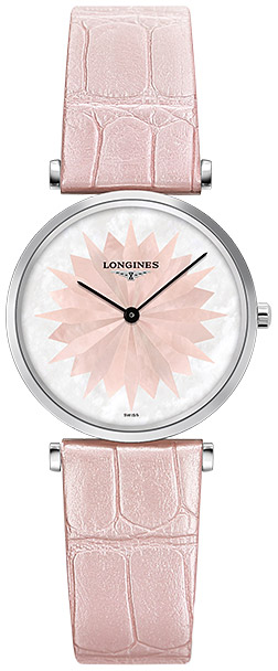 Женские кварцевый часы Longines La Grande Classique de Longines L4.512.4.04.2 белый, розовый кожа — Изображение 1