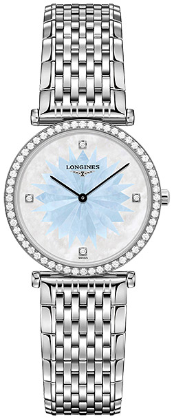 Женские часы Longines La Grande Classique de Longines L4.513.0.23.6, механизм кварцевый, циферблат белый, голубой, браслет нержавеющая сталь — Изображение 1