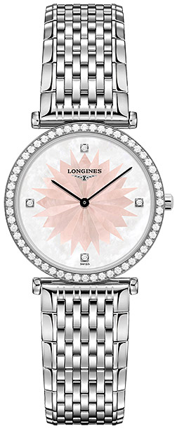 Женские часы Longines La Grande Classique de Longines L4.513.0.24.6, механизм кварцевый, циферблат белый, розовый, браслет нержавеющая сталь — Изображение 1