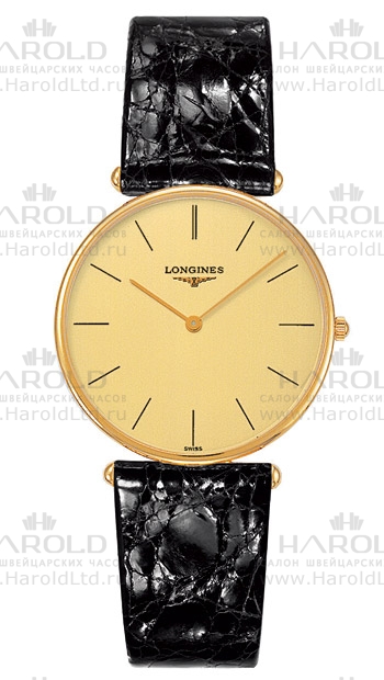 Женские часы Longines Agassiz L4.691.6.32.0, механизм кварцевый, циферблат золотистый, браслет кожа — Изображение 1