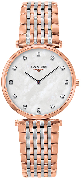 Женские часы Longines La Grande Classique de Longines L4.709.1.88.7, механизм кварцевый, циферблат белый, браслет нержавеющая сталь + pvd — Изображение 1