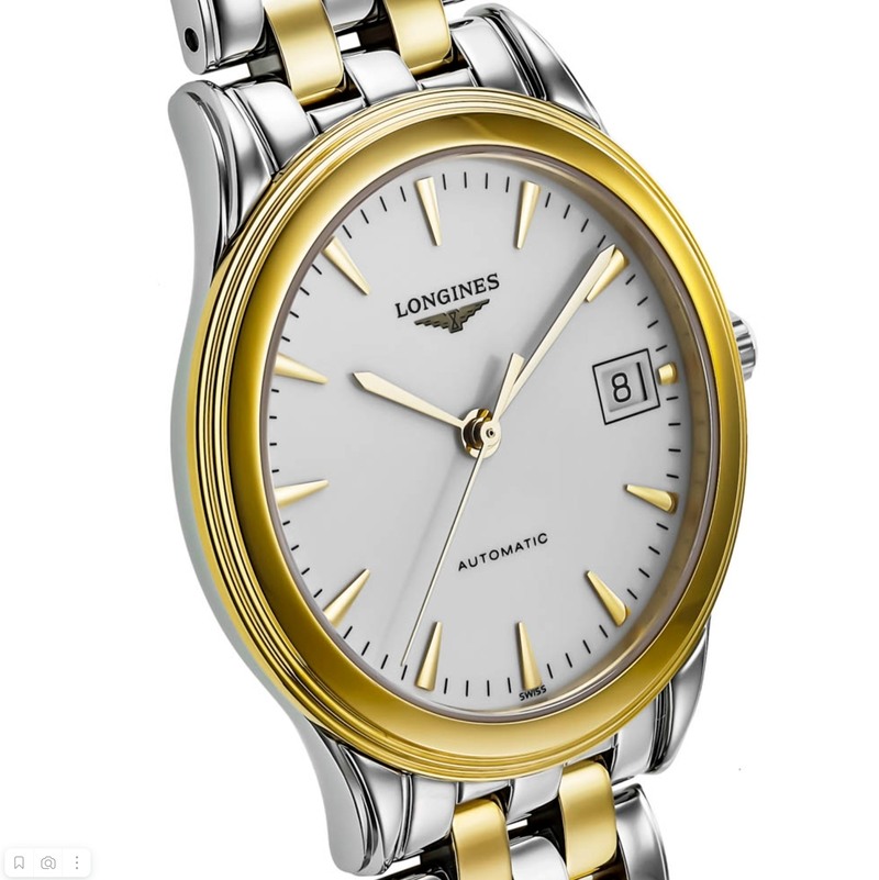 Унисекс механический с автоподзаводом часы Longines Flagship L4.774.3.22.7 белый нержавеющая сталь + pvd — Изображение 3