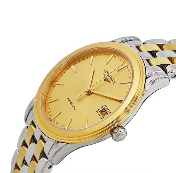 Унисекс часы Longines Flagship L4.774.3.32.7, механизм механический с автоподзаводом, циферблат золотистый, браслет нержавеющая сталь + pvd — Изображение 2