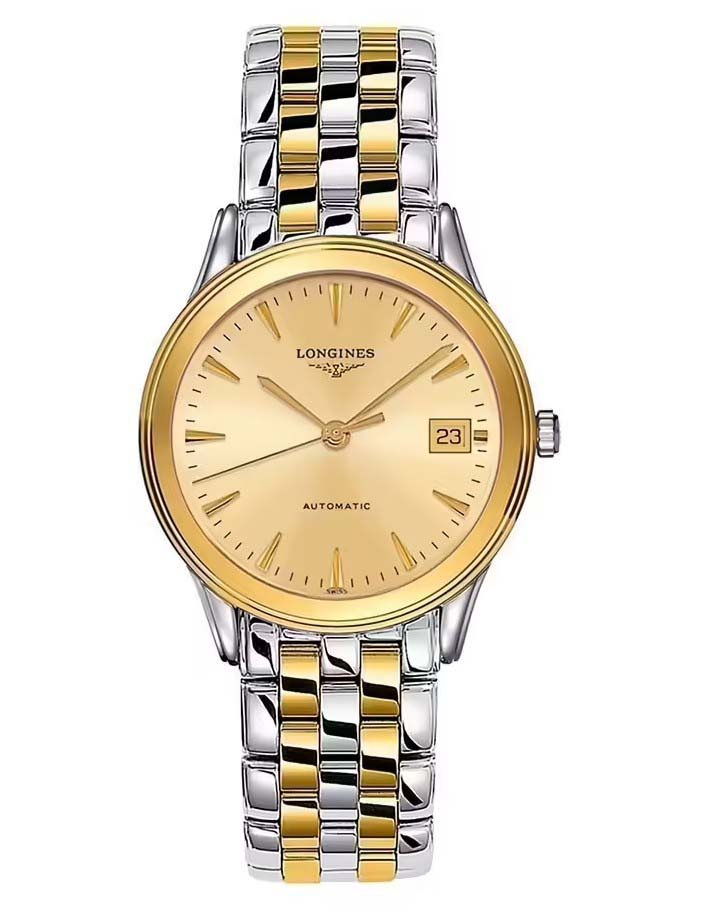 Унисекс часы Longines Flagship L4.774.3.32.7, механизм механический с автоподзаводом, циферблат золотистый, браслет нержавеющая сталь + pvd — Изображение 1
