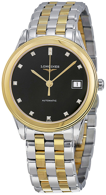 Унисекс механический с автоподзаводом часы Longines Flagship L4.774.3.57.7 черный нержавеющая сталь + pvd — Изображение 2