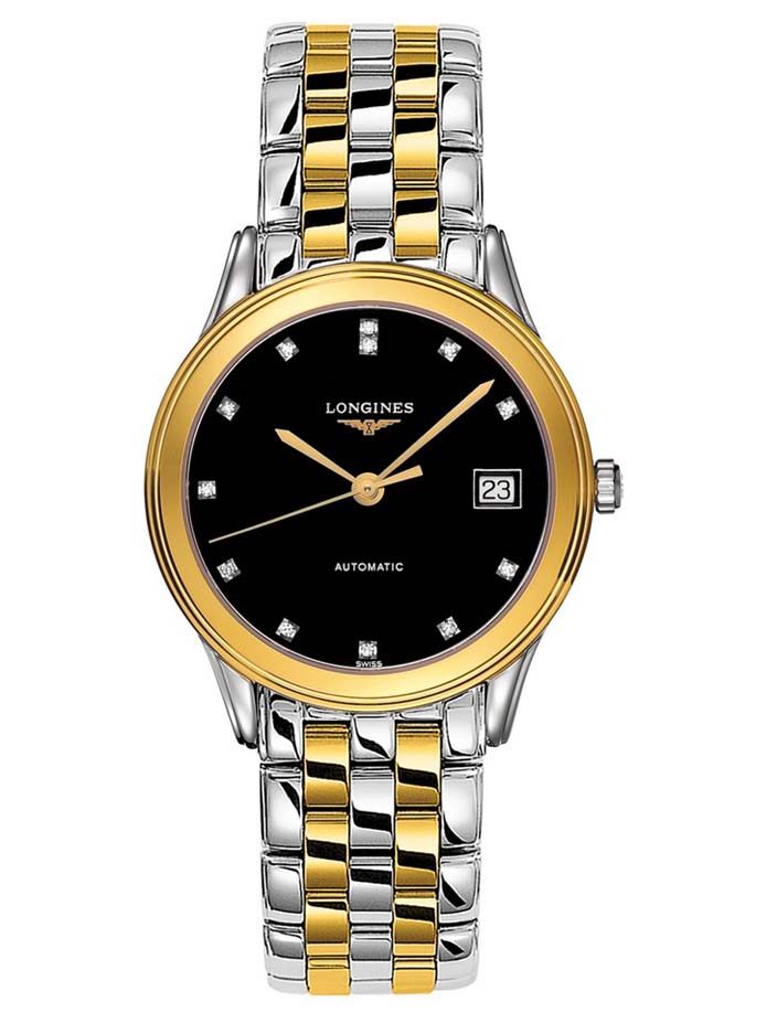 Унисекс механический с автоподзаводом часы Longines Flagship L4.774.3.57.7 черный нержавеющая сталь + pvd — Изображение 1