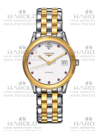 Унисекс часы Longines Flagship L4.774.3.97.7, механизм механический с автоподзаводом, циферблат белый, браслет нержавеющая сталь + pvd — Изображение 1