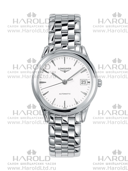 Унисекс часы Longines Flagship L4.774.4.12.6, механизм механический с автоподзаводом, циферблат белый, браслет нержавеющая сталь — Изображение 1