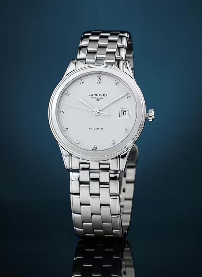 Унисекс часы Longines Flagship L4.774.4.27.6, механизм механический с автоподзаводом, циферблат белый, браслет нержавеющая сталь — Изображение 2