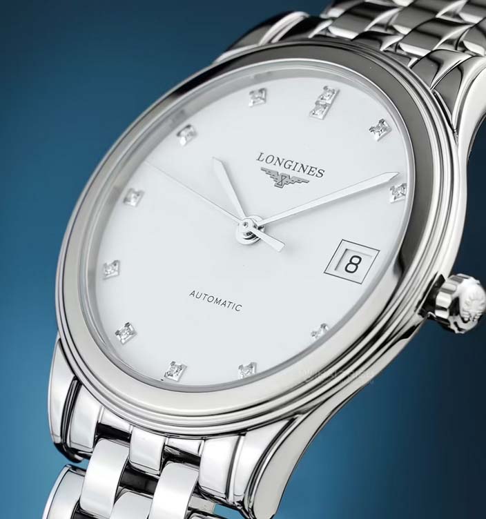 Унисекс часы Longines Flagship L4.774.4.27.6, механизм механический с автоподзаводом, циферблат белый, браслет нержавеющая сталь — Изображение 3