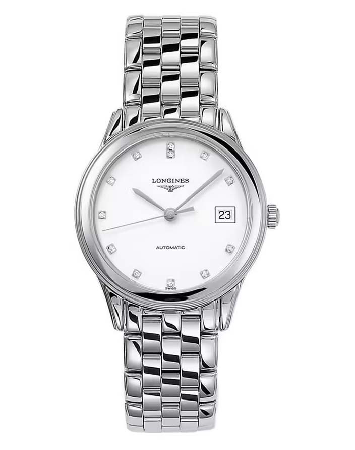 Унисекс часы Longines Flagship L4.774.4.27.6, механизм механический с автоподзаводом, циферблат белый, браслет нержавеющая сталь — Изображение 1