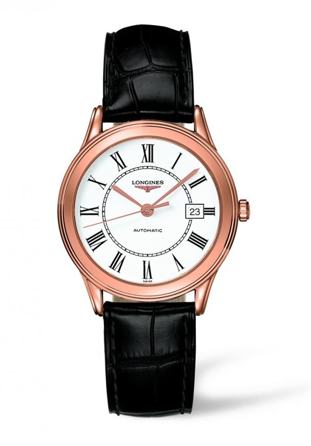 Унисекс часы Longines Flagship L4.774.8.21.2, механизм механический с автоподзаводом, циферблат белый, браслет кожа — Изображение 1