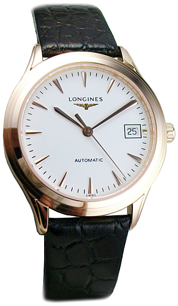 Унисекс часы Longines Flagship L4.774.8.22.2, механизм механический с автоподзаводом, циферблат белый, браслет кожа — Изображение 2