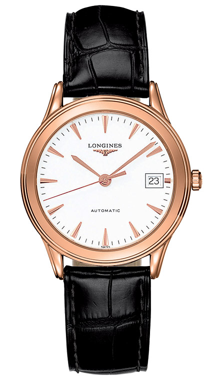 Унисекс часы Longines Flagship L4.774.8.22.2, механизм механический с автоподзаводом, циферблат белый, браслет кожа — Изображение 1