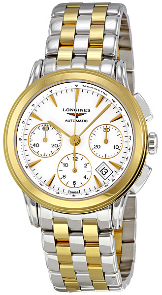Мужские часы Longines Flagship L4.803.3.22.7, механизм механический хронограф с автоподзаводом, циферблат белый, браслет нержавеющая сталь + pvd — Изображение 4