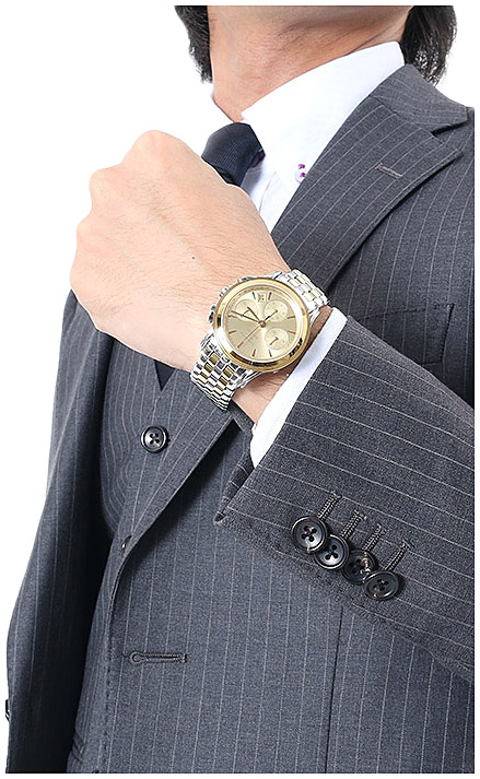 Мужские часы Longines Flagship L4.803.3.32.7, механизм механический хронограф с автоподзаводом, циферблат золотистый, браслет нержавеющая сталь + pvd — Изображение 5