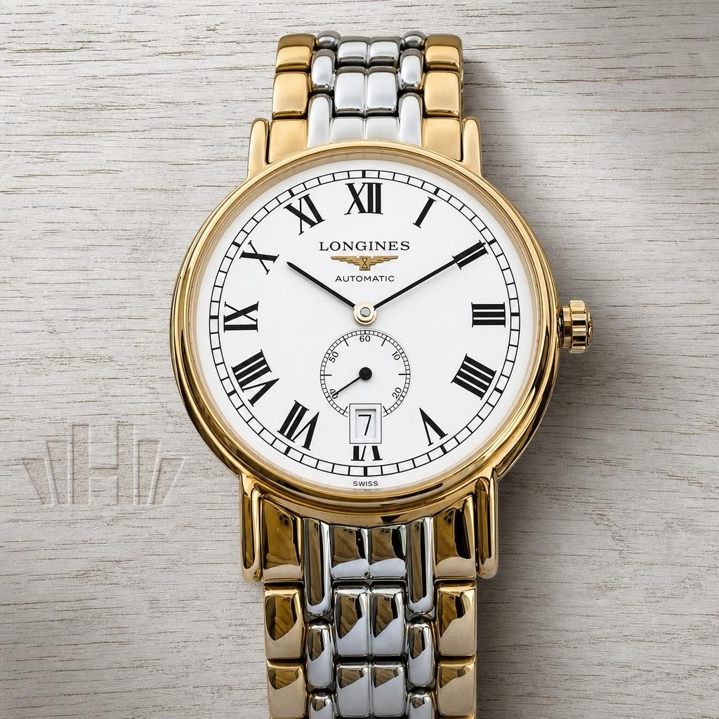 Мужские часы Longines Presence L4.805.1.11.7, механизм механический с автоподзаводом, циферблат белый, браслет нержавеющая сталь + pvd — Изображение 3