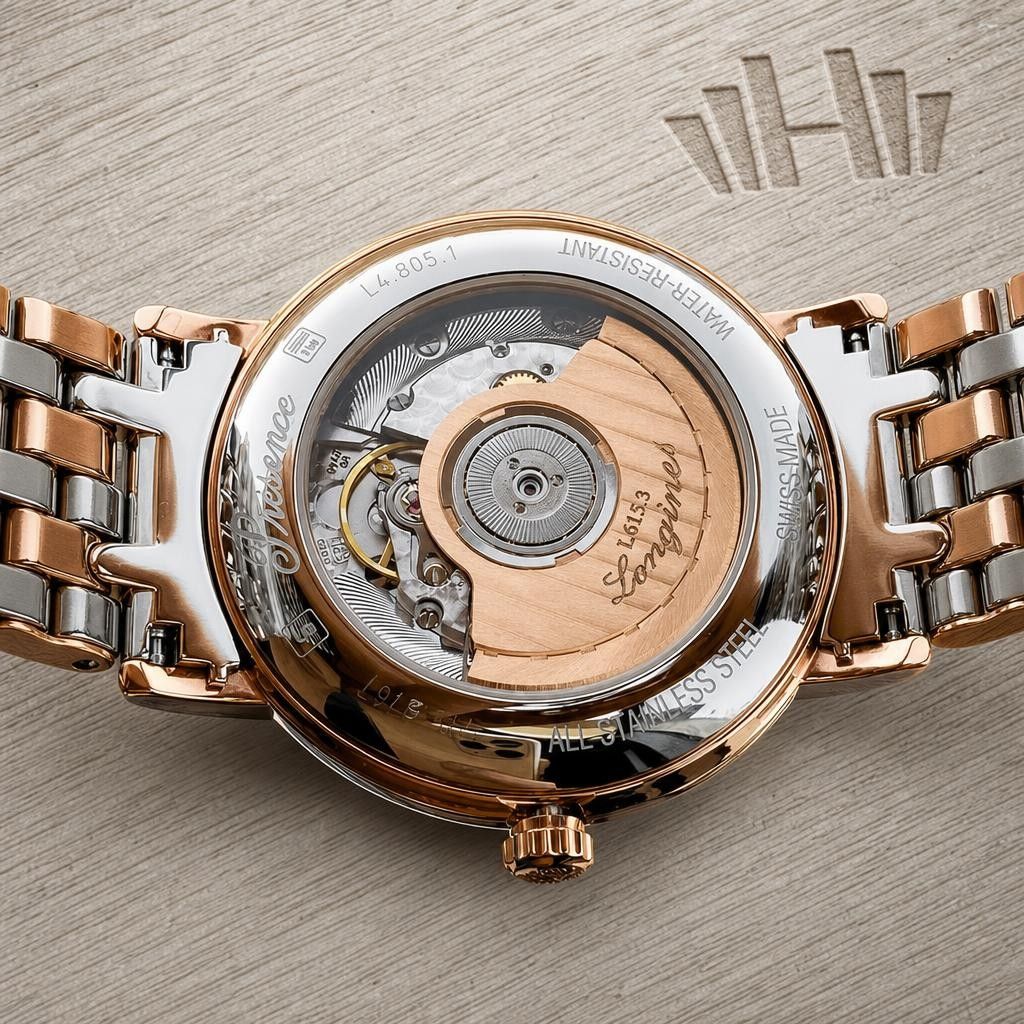 Мужские часы Longines Presence L4.805.1.11.7, механизм механический с автоподзаводом, циферблат белый, браслет нержавеющая сталь + pvd — Изображение 4