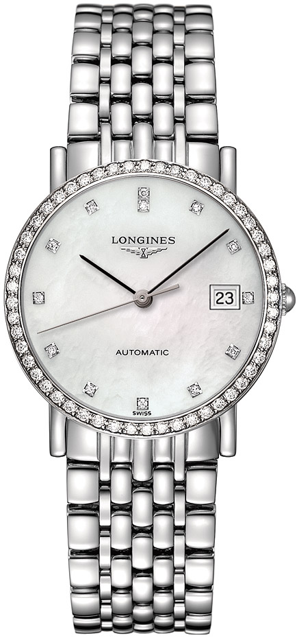 Унисекс часы Longines The Longines Elegant Collection L4.809.0.87.6, механизм механический с автоподзаводом, циферблат белый, браслет нержавеющая сталь — Изображение 1