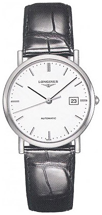 Унисекс часы Longines The Longines Elegant Collection L4.809.4.12.2, механизм механический с автоподзаводом, циферблат белый, браслет кожа — Изображение 1