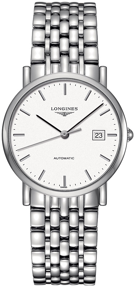 Унисекс часы Longines The Longines Elegant Collection L4.809.4.12.6, механизм механический с автоподзаводом, циферблат белый, браслет нержавеющая сталь — Изображение 1