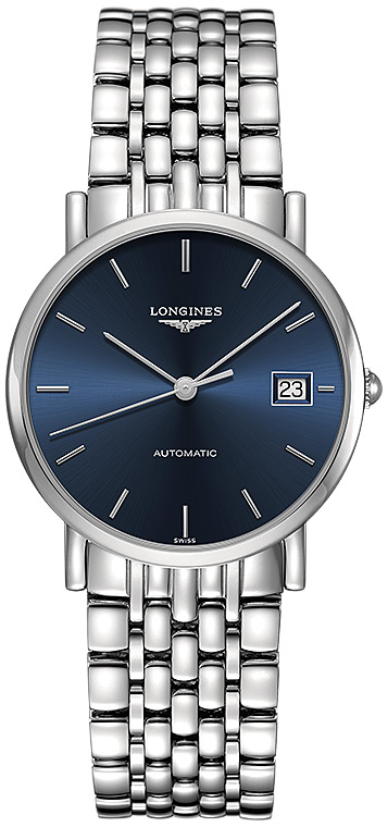 Женские часы Longines The Longines Elegant Collection L4.809.4.92.6, механизм механический с автоподзаводом, циферблат синий, браслет нержавеющая сталь — Изображение 1