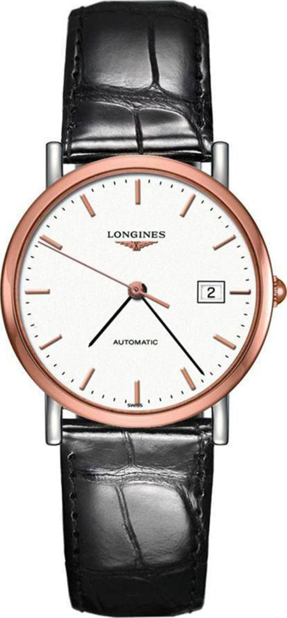 Женские часы Longines The Longines Elegant Collection L4.809.5.12.0, механизм механический с автоподзаводом, циферблат белый, браслет кожа — Изображение 1
