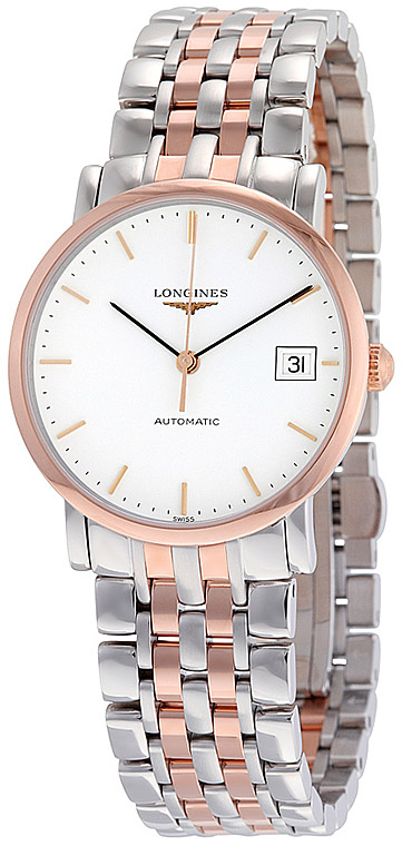 Унисекс часы Longines The Longines Elegant Collection L4.809.5.12.7, механизм механический с автоподзаводом, циферблат белый, браслет нержавеющая сталь + золото 18к — Изображение 2