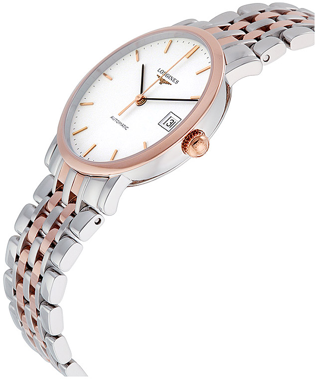 Унисекс часы Longines The Longines Elegant Collection L4.809.5.12.7, механизм механический с автоподзаводом, циферблат белый, браслет нержавеющая сталь + золото 18к — Изображение 3