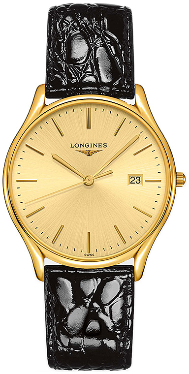 Мужские часы Longines Longines Lyre L4.859.2.32.2, механизм кварцевый, циферблат золотистый, браслет кожа — Изображение 1