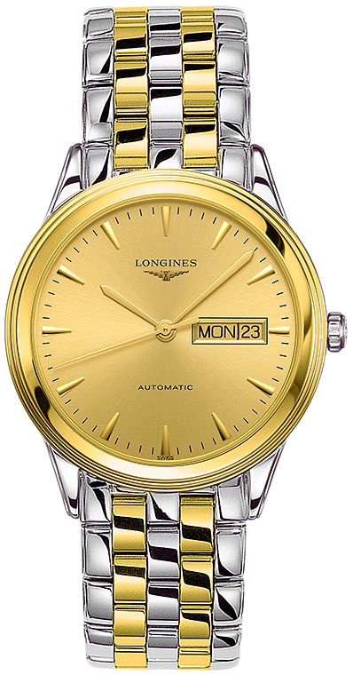 Мужские часы Longines Flagship L4.899.3.32.7, механизм механический с автоподзаводом, циферблат шампань, браслет нержавеющая сталь + pvd — Изображение 1