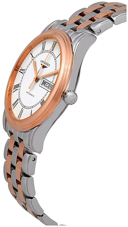 Мужские часы Longines Flagship L4.899.3.91.7, механизм механический с автоподзаводом, циферблат белый, браслет нержавеющая сталь + pvd — Изображение 3