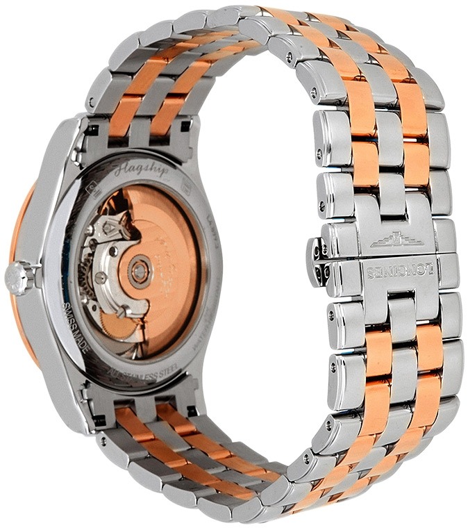 Мужские часы Longines Flagship L4.899.3.91.7, механизм механический с автоподзаводом, циферблат белый, браслет нержавеющая сталь + pvd — Изображение 4
