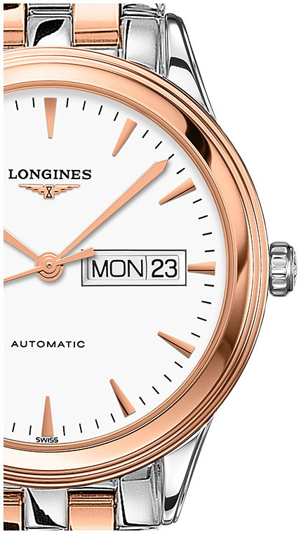 Мужские часы Longines Flagship L4.899.3.92.7, механизм механический с автоподзаводом, циферблат белый, браслет нержавеющая сталь + pvd — Изображение 2