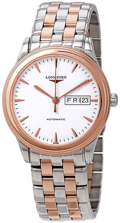 Мужские часы Longines Flagship L4.899.3.92.7, механизм механический с автоподзаводом, циферблат белый, браслет нержавеющая сталь + pvd — Изображение 3