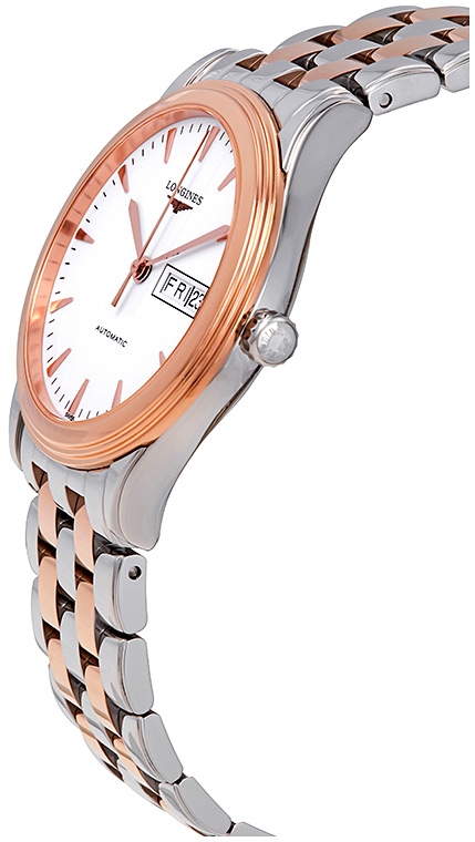 Мужские часы Longines Flagship L4.899.3.92.7, механизм механический с автоподзаводом, циферблат белый, браслет нержавеющая сталь + pvd — Изображение 4