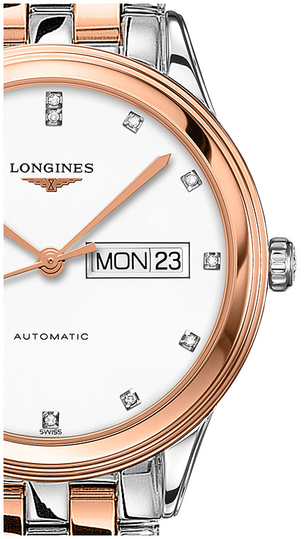 Унисекс часы Longines Flagship L4.899.3.99.7, механизм механический с автоподзаводом, циферблат белый, браслет нержавеющая сталь + pvd — Изображение 2