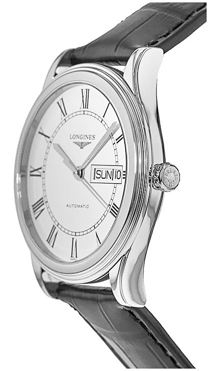 Мужские часы Longines Flagship L4.899.4.21.2, механизм механический с автоподзаводом, циферблат белый, браслет кожа — Изображение 3