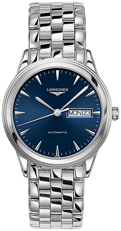 Мужские часы Longines Flagship L4.899.4.92.6, механизм механический с автоподзаводом, циферблат синий, браслет нержавеющая сталь — Изображение 1