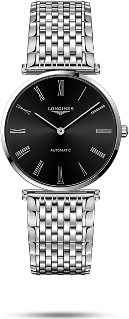 Женские часы Longines La Grande Classique de Longines L4.908.4.51.6, механизм механический с автоподзаводом, циферблат черный, браслет нержавеющая сталь — Изображение 1
