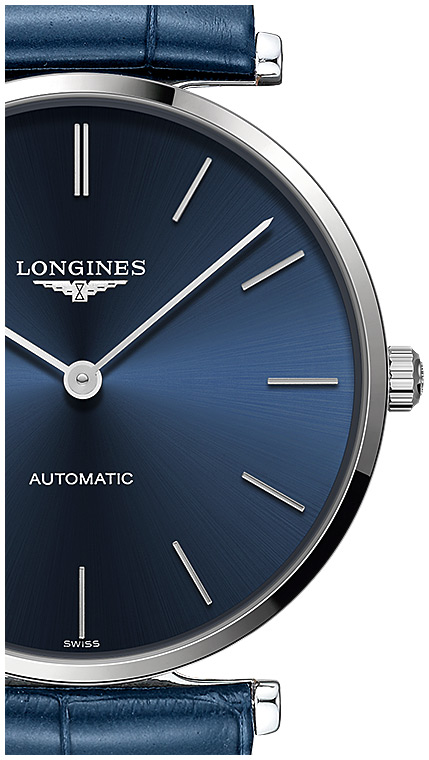 Женские часы Longines La Grande Classique de Longines L4.908.4.95.2, механизм механический с автоподзаводом, циферблат синий, браслет кожа — Изображение 2