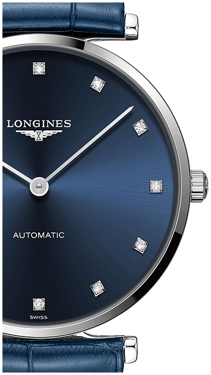 Женские часы Longines La Grande Classique de Longines L4.908.4.97.2, механизм механический с автоподзаводом, циферблат синий, браслет кожа — Изображение 2