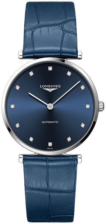 Женские часы Longines La Grande Classique de Longines L4.908.4.97.2, механизм механический с автоподзаводом, циферблат синий, браслет кожа — Изображение 1